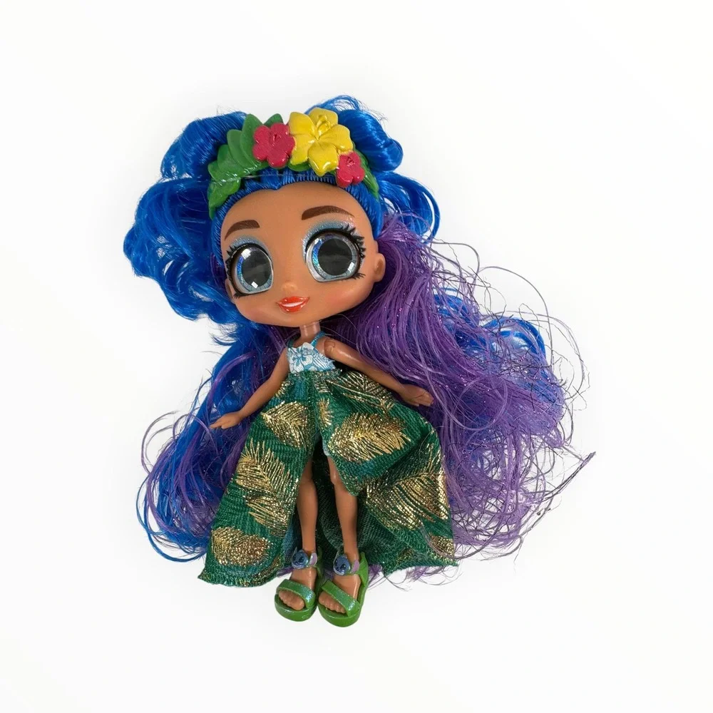 Hairdorables Rayne Doll Kids 5in Blue Purple Hair Green Gold Tropical Excellent